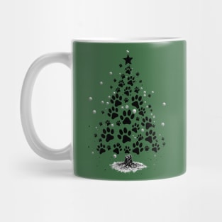 Dog Lover Paw Print Christmas Tree Mug